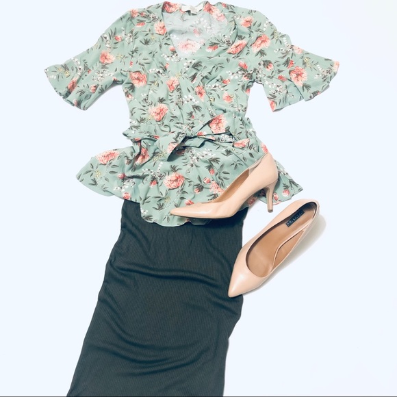 loft floral wrap top